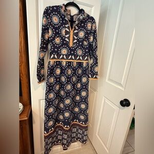 Ricano Vintage Floral Navy Maxi Dress